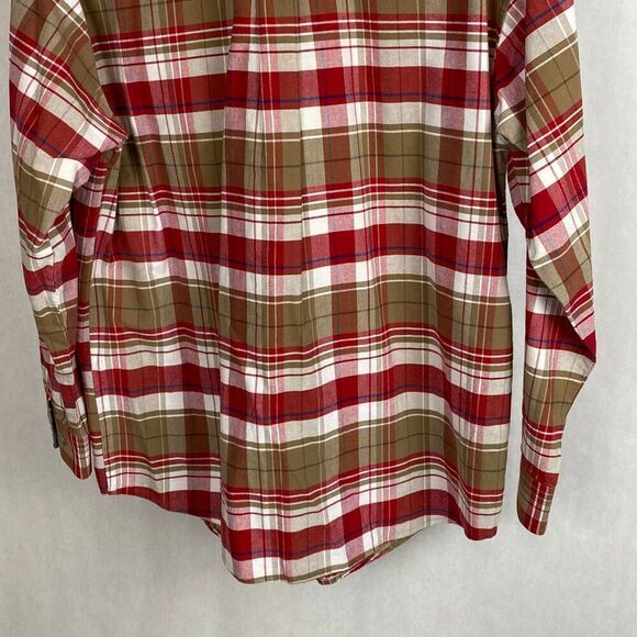 Wrangler Twenty X 20X Button Down Shirt Mens Sz M Long Sleeve Plaid Red Tan West - Picture 8 of 12